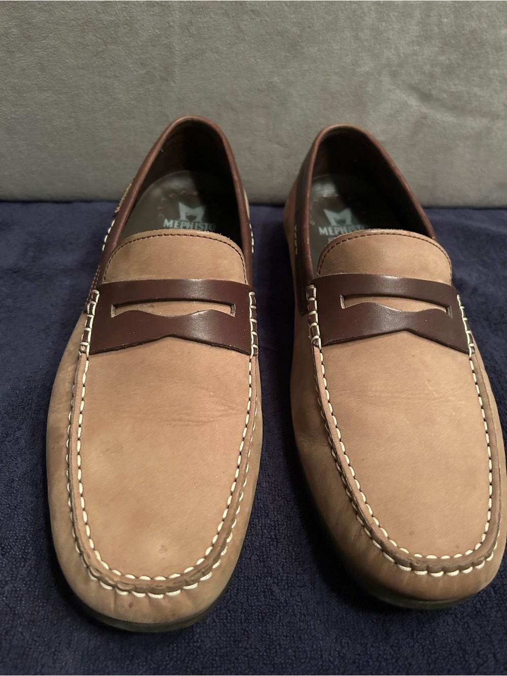 Mephisto Men's “Alyon” Tan and Brown Suede Penny Loafers